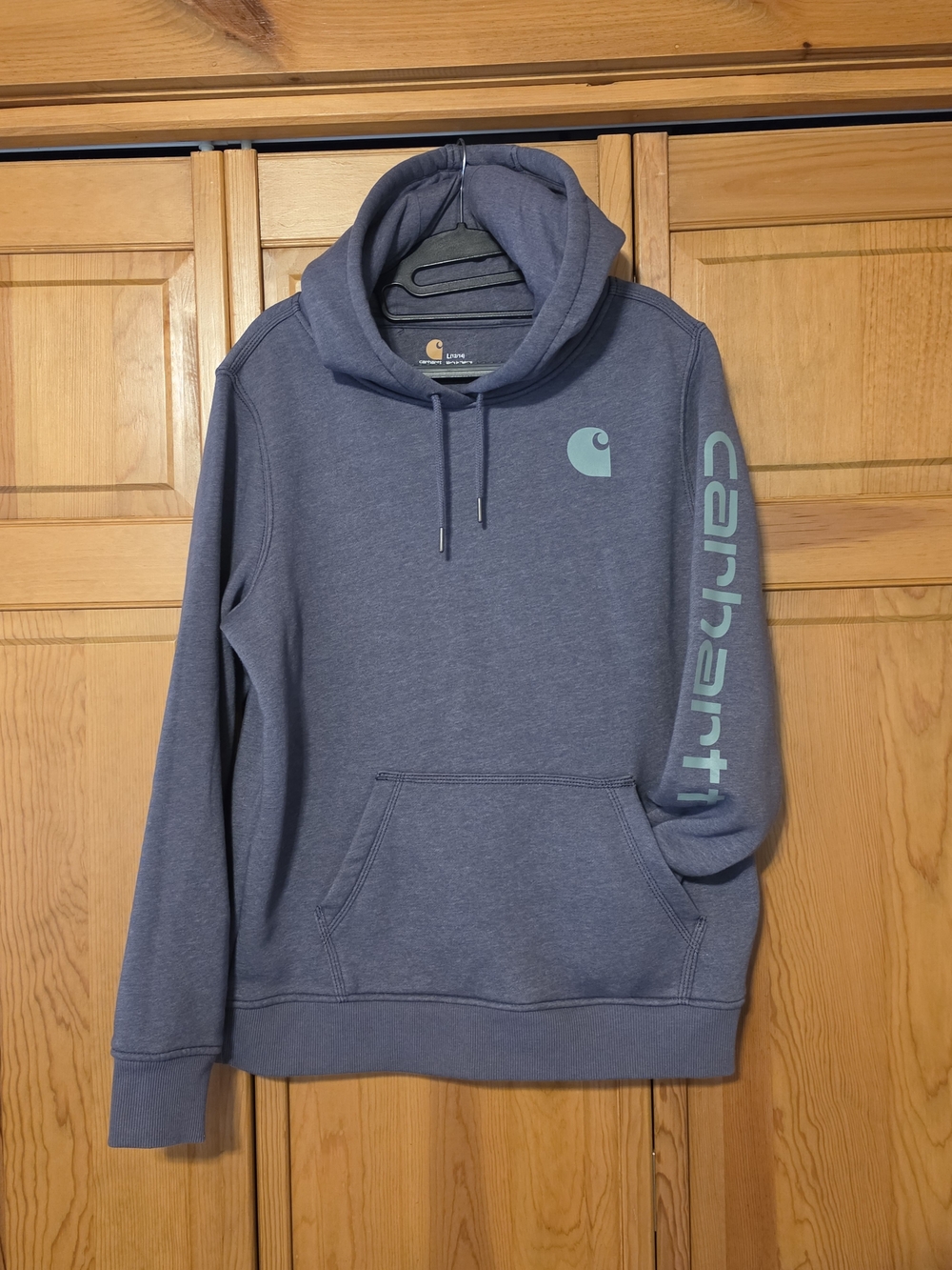Carhartt Women's Heathered Purple Hoodie with Teal Logo